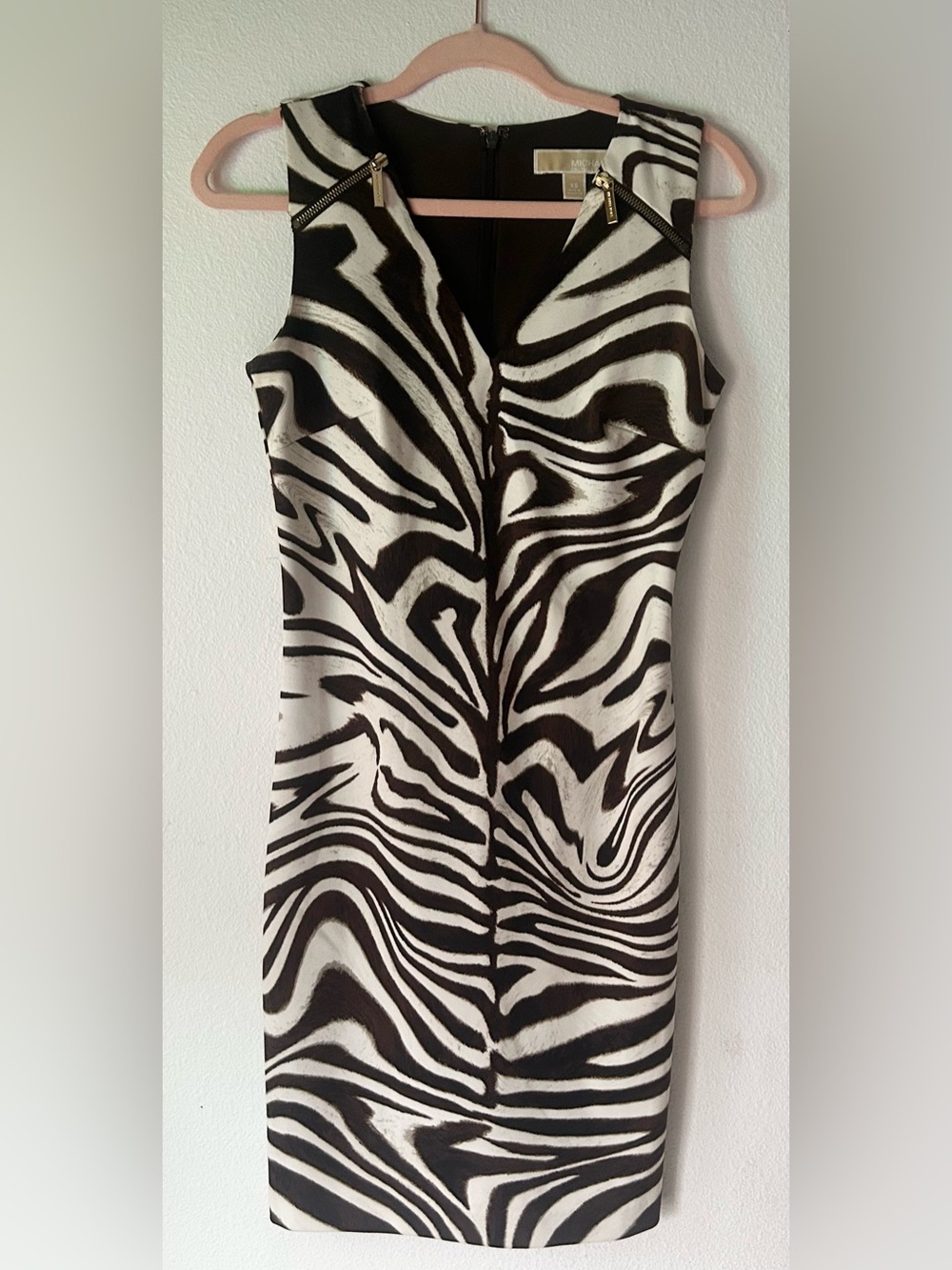 NWOT Michael Kors Black & White Zebra-Print Sheath Dress